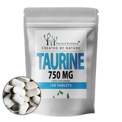 Taurin 750mg - 100 Tabletten - Aminosäure - hochdosiert - Vegan - Forest Vitamin