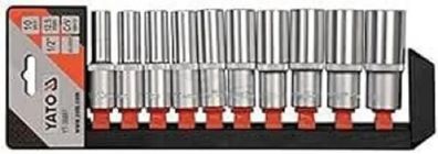 10-tlg Steckschlüssel Set 1/2 Zoll Cr-V Stahl 10-24mm