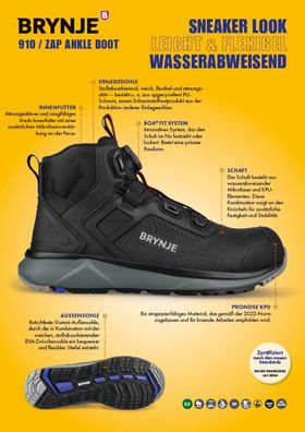 Sicherheitsstiefel BRYNJE Zap Ankle Boot 910 S3 SR