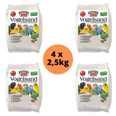 4 x Perfecto Bird Vogelsand natur 2,5 kg für Vogelkäfig-Hygiene