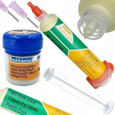 Rosfix Set Lötpaste XG-50 35g + Flussmittel NC-559-ASM | Sn63/Pb37 183°C