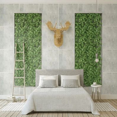 Natur Pflanzenwand Hirschkopf Ziegeloptik 3D Fototapete Wanddeko 10898