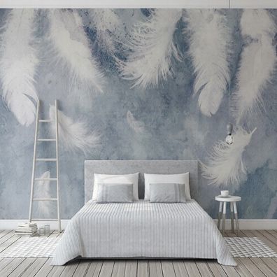 Moderne Fototapete Federn Aquarell Design Wandbild Wanddekoration 10899