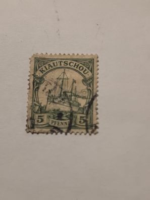 Kiautschou, 5 Pfennig Kaiseryacht, gestempelt