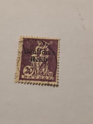 Bayern Abschiedsausgabe 20 Pf mit Aufdruck "Deutsches Reich", gestempelt