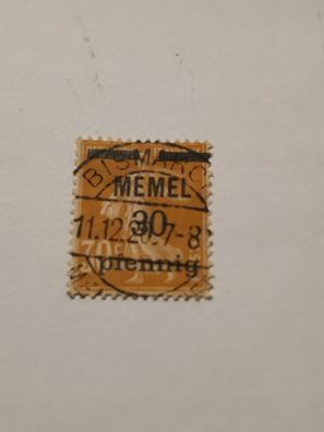 Memelgebiet, Aufdruck "MEMEL 30 Pfennig" auf Frankreich 30c, gestempelt Bismarck