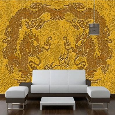 Vlies Fototapete Drachenmotiv mit Perle Relief Wanddeko XXL 10905
