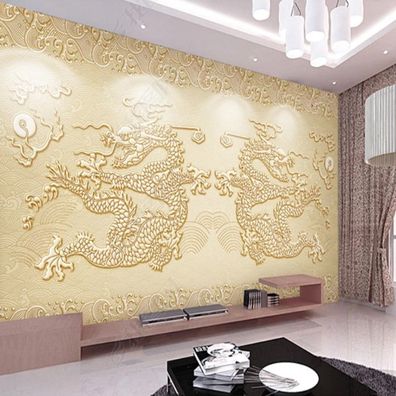 XXL Fototapete Drachenmotiv Relief Asiatische Wanddeko 10908