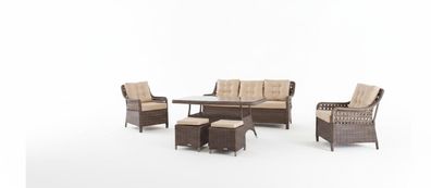 Gartenmöbel Sofagarnitur Tisch Sessel Sitzgruppen Veranda Hocker 6tlg