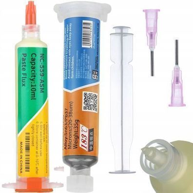 Rosfix Set Lötpaste XG-Z40 35g + Flussmittel NC-559-ASM | Sn63Pb37 183°C