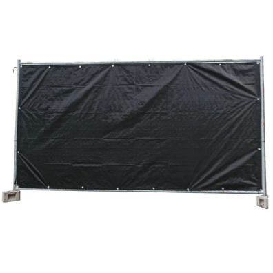 Robuste Bauzaunplane schwarz 10 Stück, 160g/m², 1,76m x 3,41m