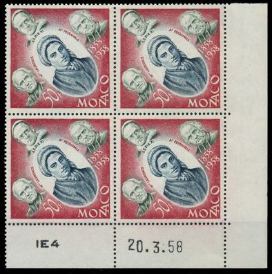 MONACO 1958 Nr 599 postfrisch Viererblock ECKE-URE X3BA7B6