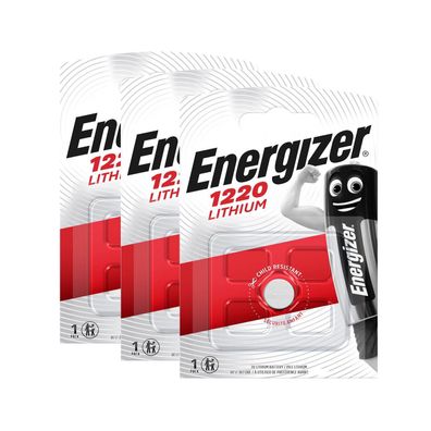 3x Energizer Knopfzelle Lithium CR 1220 DL CR1220 3V Batterien 1er Blister