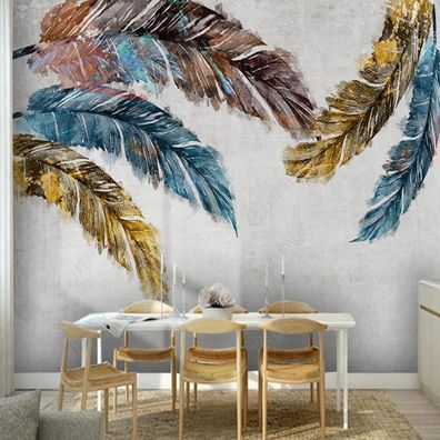 Abstrakte Aquarell Federn Fototapete Wandbild Schlafzimmer Wanddeko Schönheit 10912