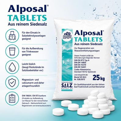 Alposal Tablets Regeneriersalz 25 kg Sack für Wasserenthärtungsanlagen