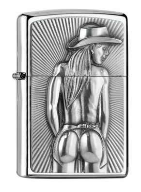 Zippo Sturmfeuerzeug Cow Girl High Polish Chrome