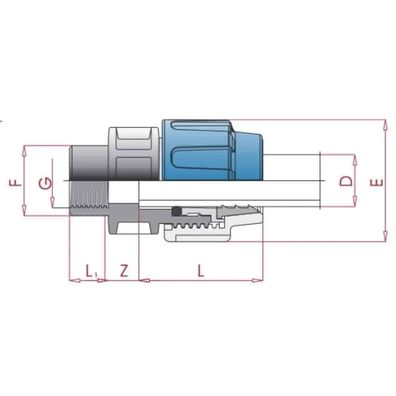 Kupplung PP PE 16 x 1/2" IG do rur