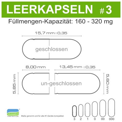 Leerkapseln HPMC • pflanzlich vegan Zellulose • transparent • Größe 3 •