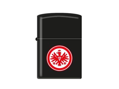 Zippo Feuerzeug Eintracht Frankfurt schwarz matt Logo rot