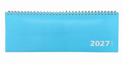 2027 ADINA Tischquerkalender 1W2S azurblau Kartondeckel Tischkalender 30x10cm