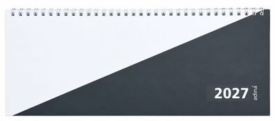 2027 ADINA Tischquerkalender 1W2S schwarzweiss Kartondeckel 30x10cm
