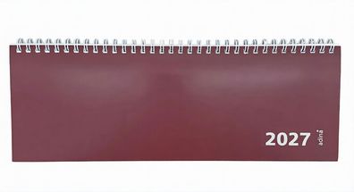 2027 ADINA Tischquerkalender 1W2S weinrot Kartondeckel 30x10cm