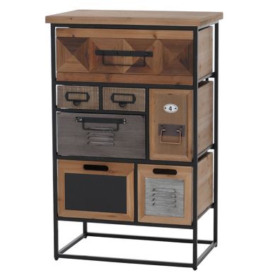 Apothekerkommode HWC-Q78, Schrank Schubladen Industrial Vintage/Shabby Holz Metall