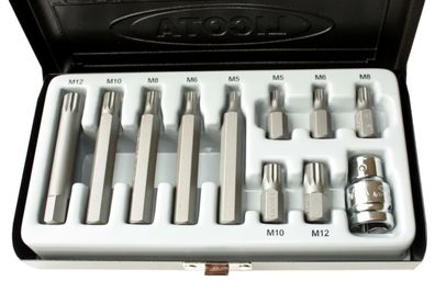 Bit Satz S2 Stahl mit Vielzahn & Halter (M5-M12, 3/8 Zoll)