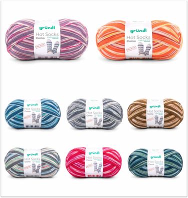 100g Gründl Hot Socks Como 4-fach Sockenwolle Garn stricken häkeln GP 74,90€/1kg