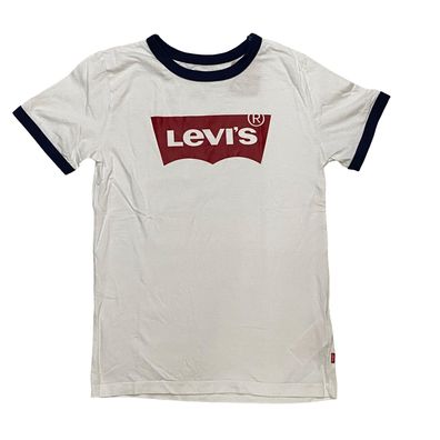 Levi´s Jungen T-Shirt Gr. 164 Weiß Blau Logo Print Zustand Sehr gut
