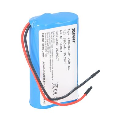 Li-Ion Akkupack 7,4V 3500mAh 2S1P – 18650 mit Litzen