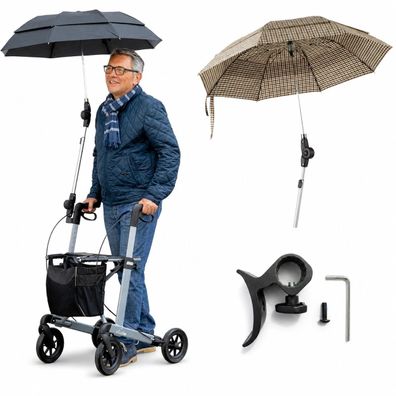 RUSSKA Rollatorschirm mit Halter Schirm für Rollator Vital classic, plus, carbon