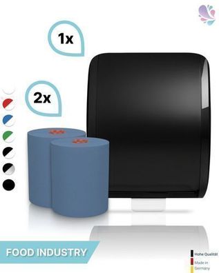 SET: Handtuchrollenspender Autocut, Blanc Cosmos verschied. Farben + 2 Handtuchrollen