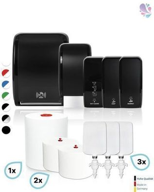 Hygiene-komplett-set SENSOR: Handtuch-, Schaumseifen-, Desinfektions-, Toilettenpapie