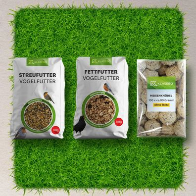Vogelfreunde Futterset für Wildvögel – Premium Streu-, Fett- & Insektenfutter