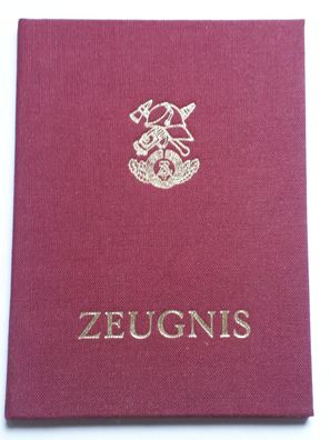 DDR FFW Freiwillige Feuerwehr Zeugnis Lehrgang Offiziersausbildung Schwerin 1986