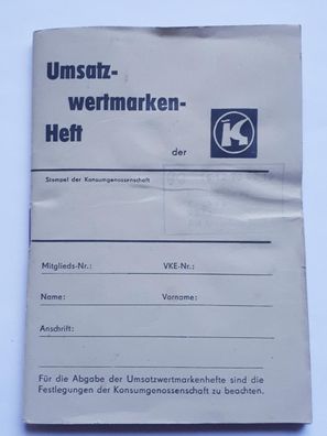 DDR Konsum Umsatzwertmarkenheft Pockau