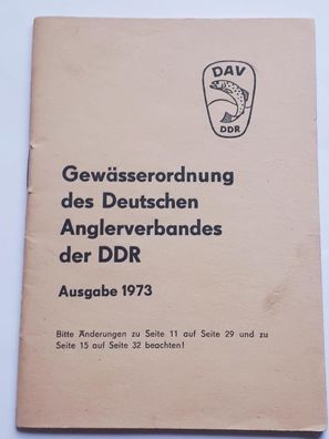 DDR DAV Gewässerordnung des Deutschen Anglerverbandes Ausgabe 1973