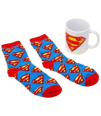 Superman Geschenkset mit Keramiktasse und Socken Größe 31 bis 38