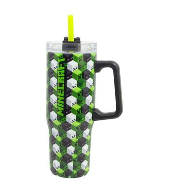 Minecraft XL Isolierbecher 920 ml mit Griff Deckel und Trinkhalm