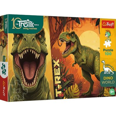 Puzzle - 100 - Inspired By Dino World - T-Rex Treflik Family - Trefl 16578