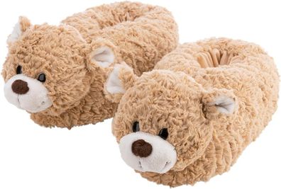 NICI Plüschschuhe Bär Finni Größe 36-39 (M) - karamell - Warme Kuscheltier Hausschuhe