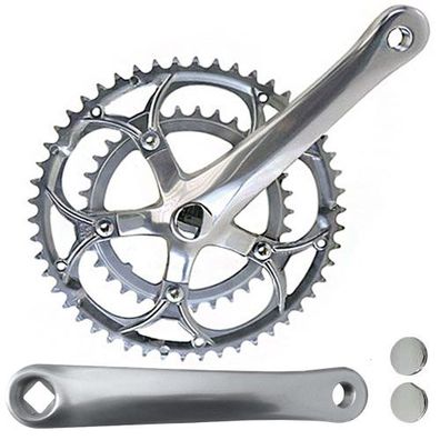 Kurbelsatz 2fach Renn Compact, silber, 170 mm, 50-34 Zähne, Messingschlager, 351007