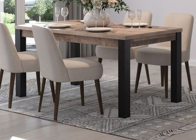Esstisch Esszimmer Tisch Küchentisch Eiche Schwarz 160 cm bis 6 Personen Emile