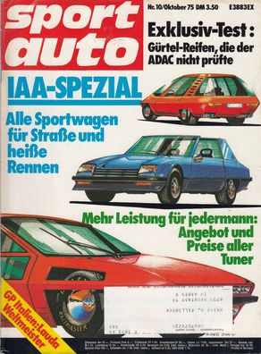 sport auto 10/1975 - TVR, Golf GTI, Bitter, Baur, Formel 1, DRM, IMSA, IAA