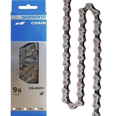 Kette CN-HG53 9-fach, 114 Glieder Shimano, Nietverschluss, grau/braun