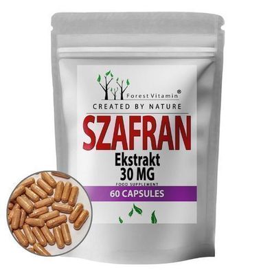Safran Extrakt 30 mg - 60 Kapslen - Hochdosiert Safranextrakt - Forest Vitamin