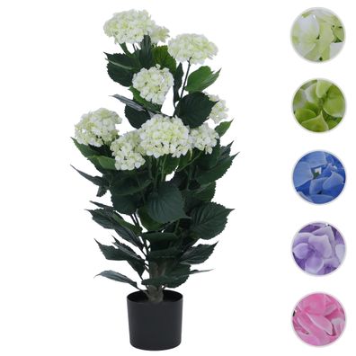 Künstliche Hortensie HWC-Q86, Dekopflanze Kunsthortensie Kunstpflanze, 90x50x50cm