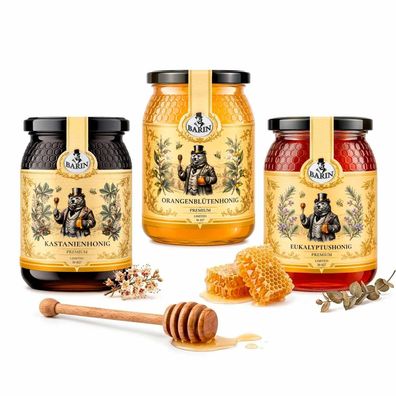 BARIN Honigset ?IMMUNE BOOST? ? Orange, Eukalyptus & Kastanie (3 x 500 g)