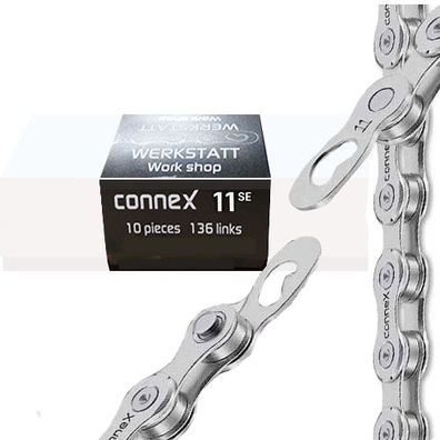 Kette Connex 11sE 11fach E-25, 10 Stück, Nickel/Edelstahl 136 Glieder, silber,